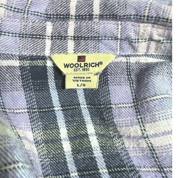 Woolrich Women’s Size Large Purple Plaid Flannel Long-Sleeve Button-Down Shirt - Picture 9 of 10